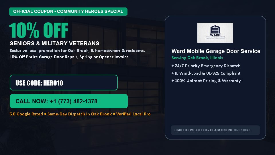 10% OFF Senior, Military & First Responder Discount in Oak Brook, IL - Ward Mobile Garage Door Service